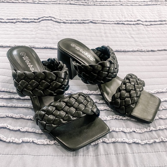 Forever 21 Shoes - Black, braided double strap, block heel sandals from Forever 21.